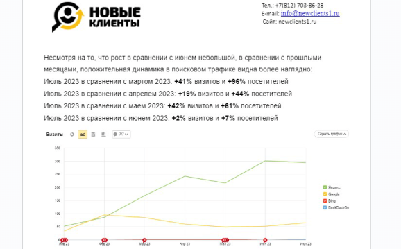 Пример описания результатов по трафику