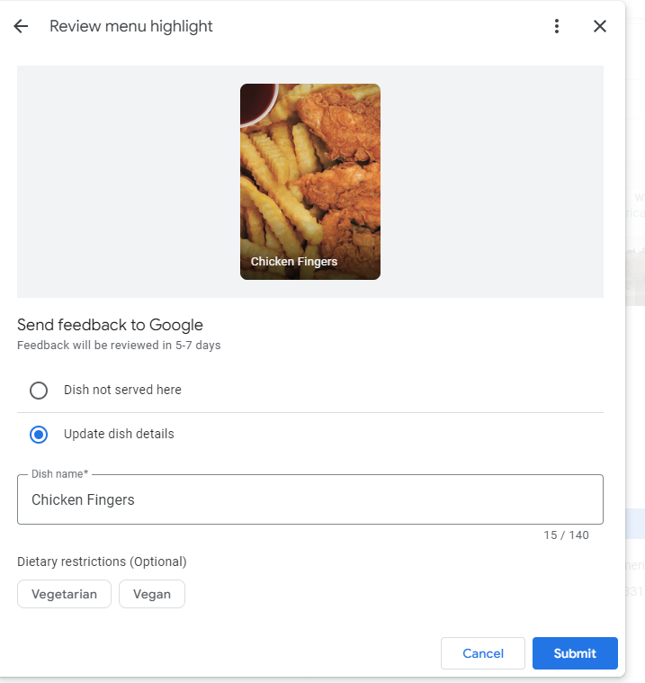 «Основные позиции меню» — новая функция Google