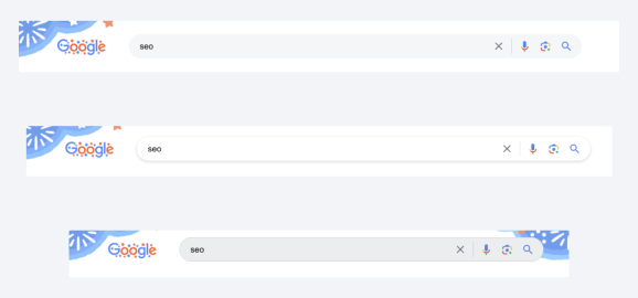 Три варианта дизайна поисковой строки в Google. Источник: блог Броди Кларка