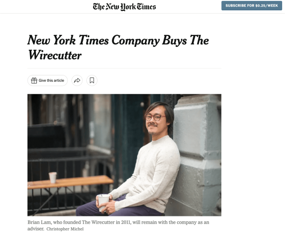 Компания New York Times покупает The Wirecutter