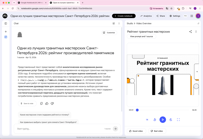 Процесс генерации видео рейтингов