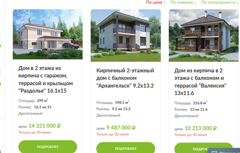 Внешний вид листингов сайта после проработки оптимизации