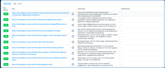 Страницы, добавленные в Радар для отслеживания изменений
