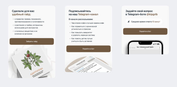 Три варианта лид‑магнитов были добавлены в процессе редизайна