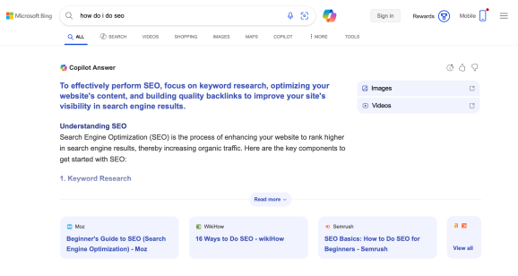 Новый дизайн ИИ-ответов от Bing