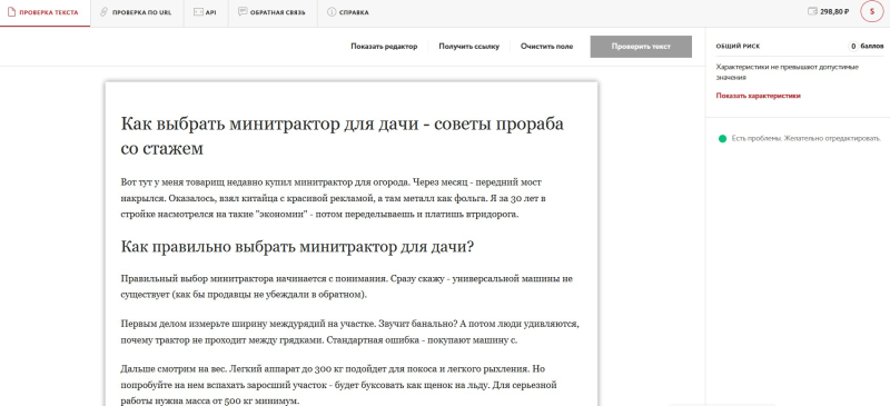 Результат проверки текста через&nbsp;сервис &laquo;Тургенев&raquo;&nbsp;
