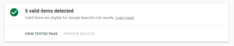 Результат проверки микроразметки сайта через&nbsp;Google Rich Results Test&nbsp;