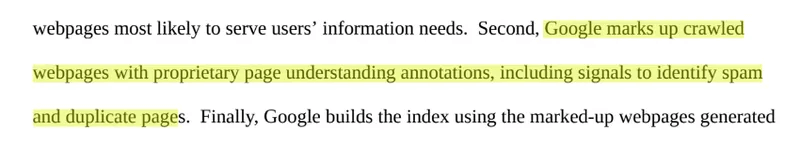 Google размечает просканированные страницы специальными аннотациями, используя механизмы для&nbsp;выявления спама и&nbsp;дубликатов