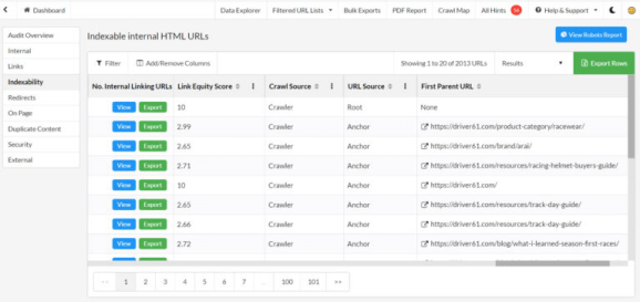 Работа Sitebulb