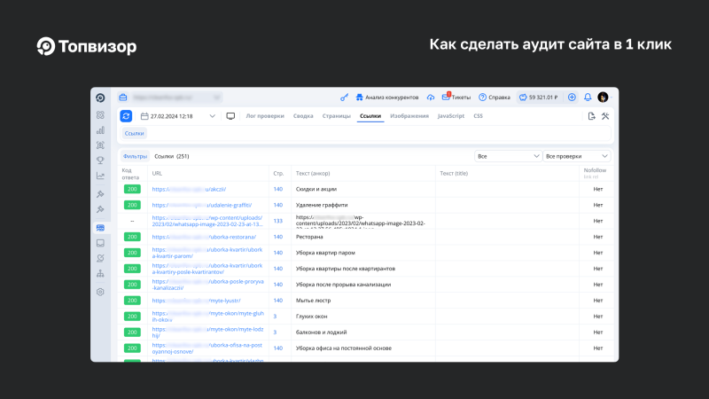 Вкладка &laquo;Ссылки&raquo; в&nbsp;Анализе сайта
