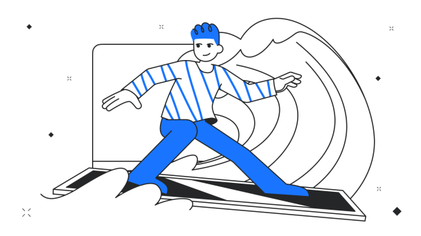 Иллюстрация термина «веб-сёрфинг»