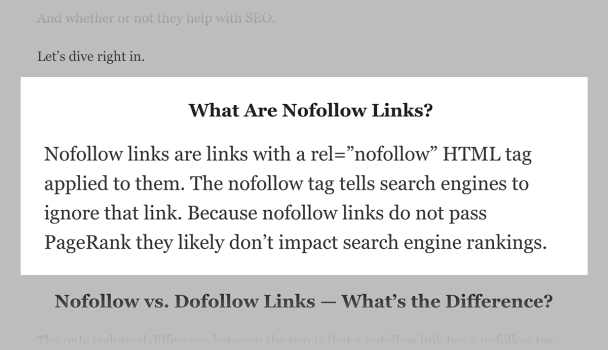 Пример описания «nofollow» на странице