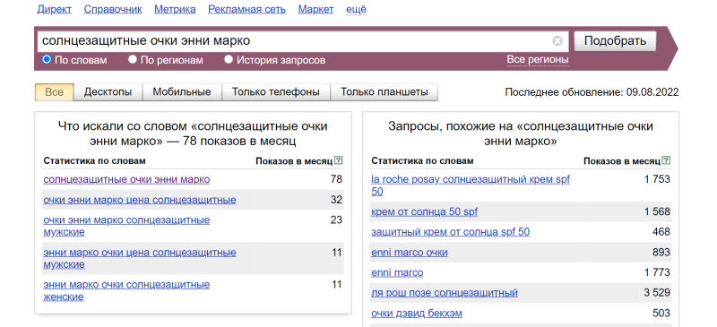 Дополнительные вложенные запросы в Я.Вордстате