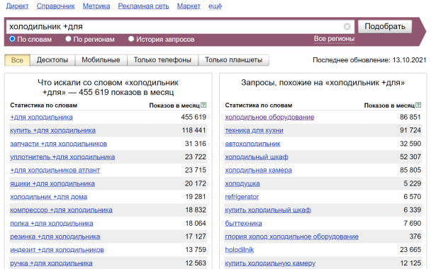 Запросы с союзом “для”