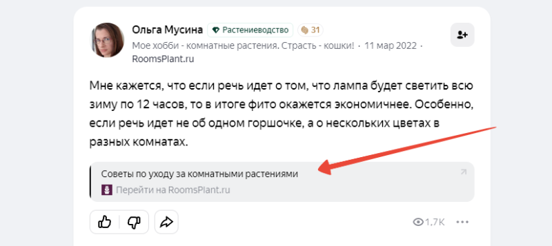 Пример крауд‑ссылки на площадке «Яндекс Кью»