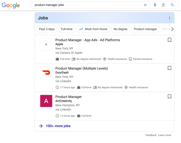 google-job-search-interface