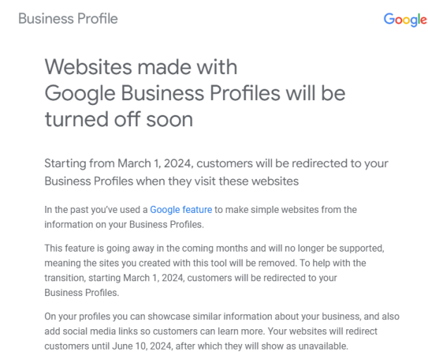 google-shutting-down-google-business-profiles-websites