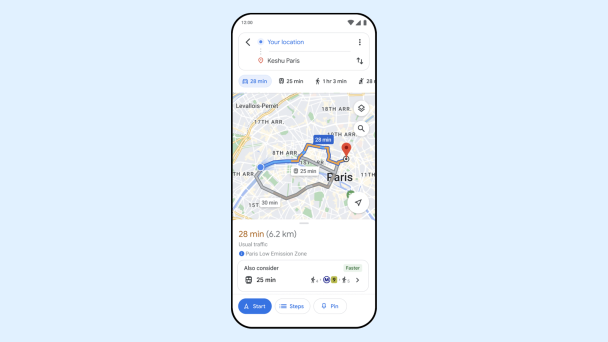 Альтернативный маршрут в Google Maps. Источник: SER