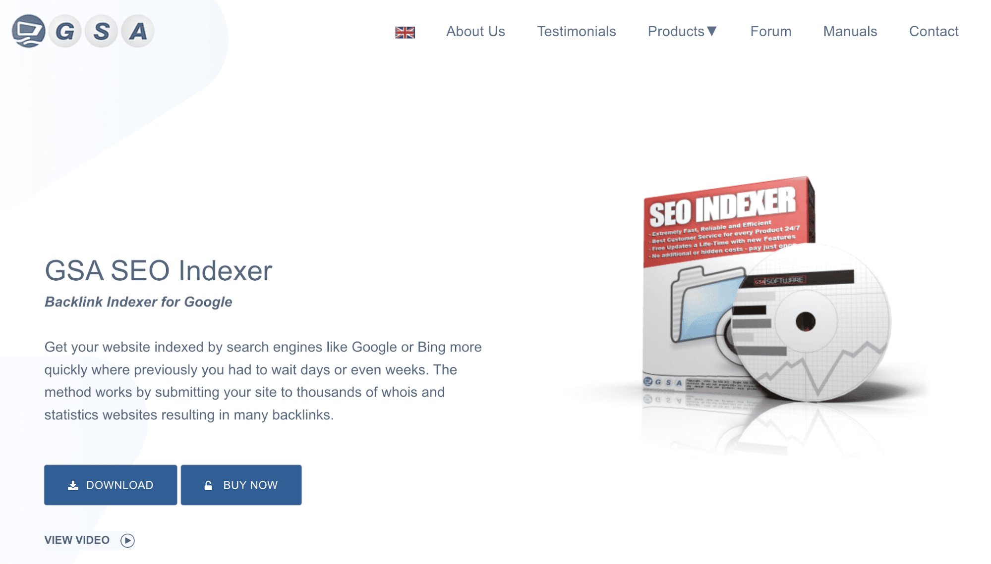 Главная страница сервиса GSA Indexer