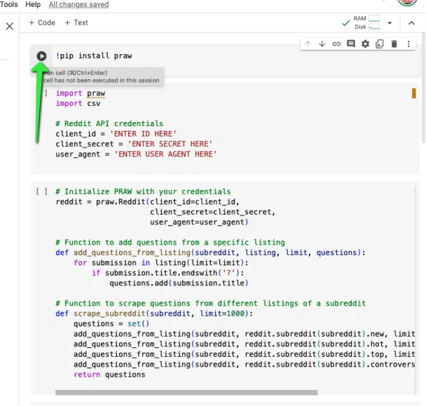 Colab Script Как исследовать ключевые слова на Reddit — находим новые возможности ...