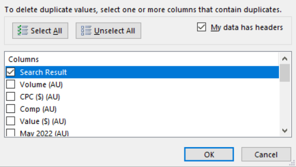 Очищение файла от дубликатов в Excel