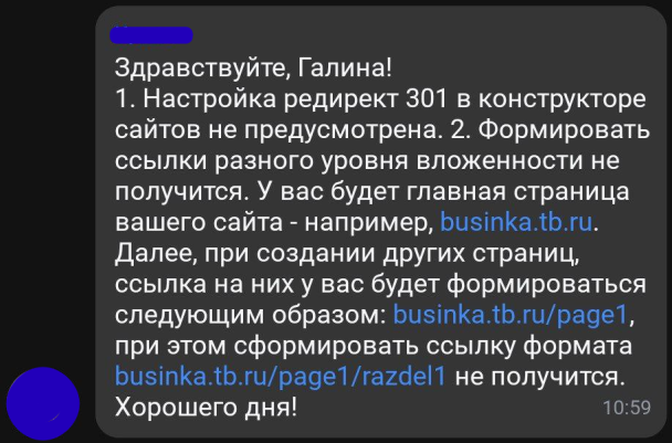 Переписка с техподдержкой про 301 редирект и уровни вложения