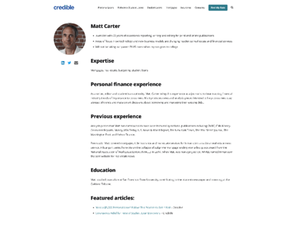 Страница Credible