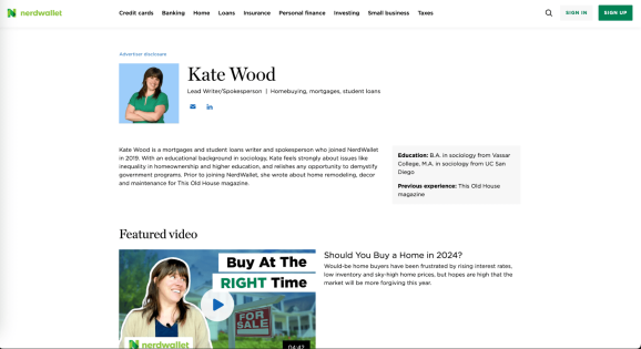 Страница Nerdwallet