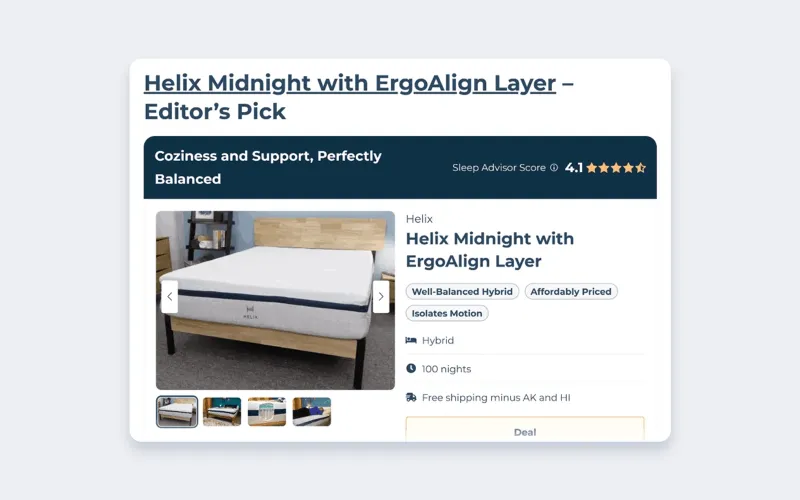 Sleep Advisor присваивает матрасам пометки